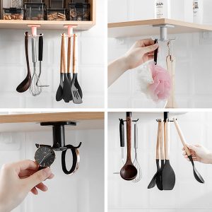 360 Degrees Rotated Kitchen Hooks Self Adhesive 6 Hooks Home