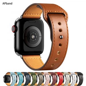 Leather strap For Apple watch band 44mm 45mm 41mm 40mm 42mm 38mm Accessorie wristband correa bracelet iWatch series 3 4 5 6 SE 7